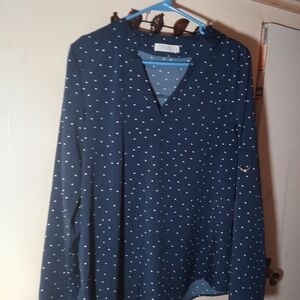 Navy Polka Dot Blouse